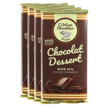 4 tablettes Chocolat Dessert 55% L'Artisan Chocolatier Choconly